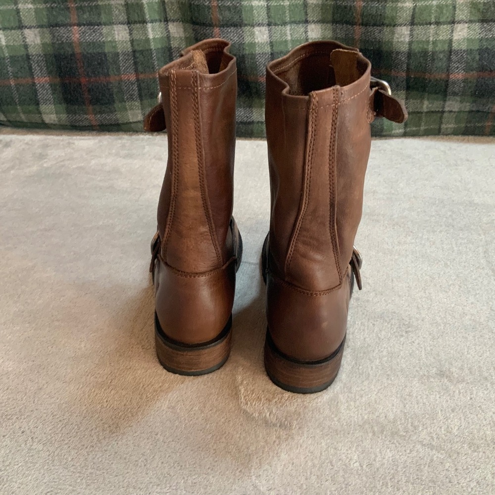Frye Engineer 8R Cognac Brown Leather Boots 3470547 STO Mens 5.5 Womens 7.5 - Picture 3 of 9